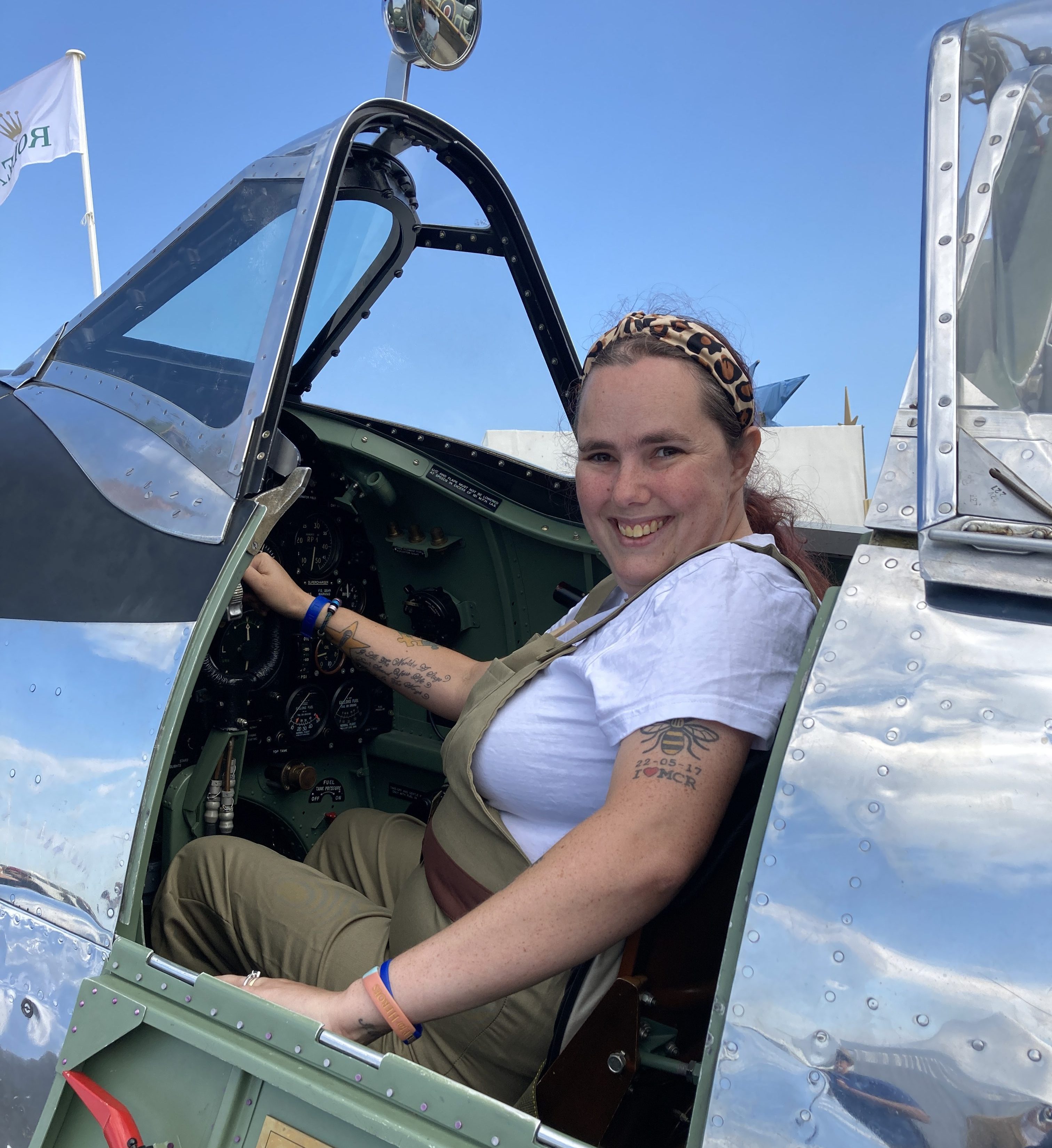 Loz Harris sat in a G-IRTY silver spitfire.